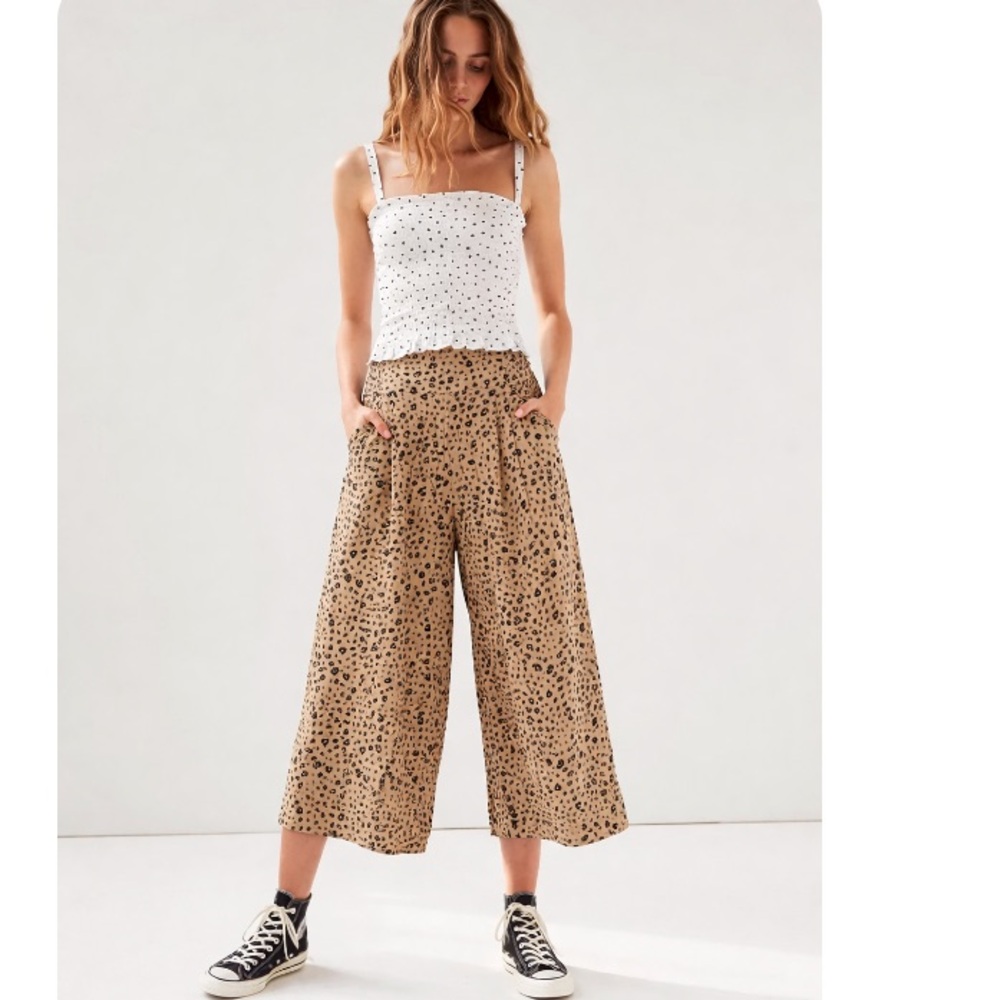 Aritzia Sunday Best Sullivan Animal Print Crop Wide Leg Pants